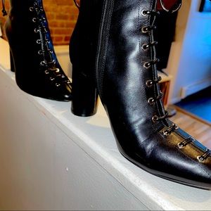 ZARA black faux leather ankle boot